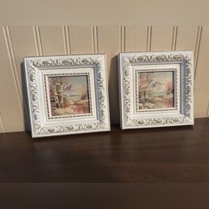 Elegant White Framed Landscape Art Set